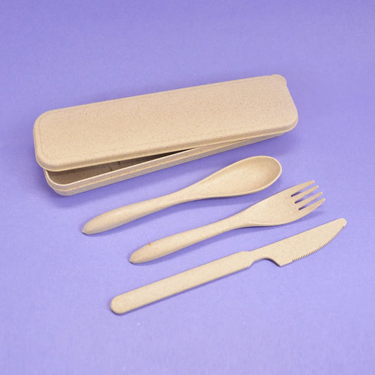 Cubiertos X3 + Caja en Fibra de Trigo