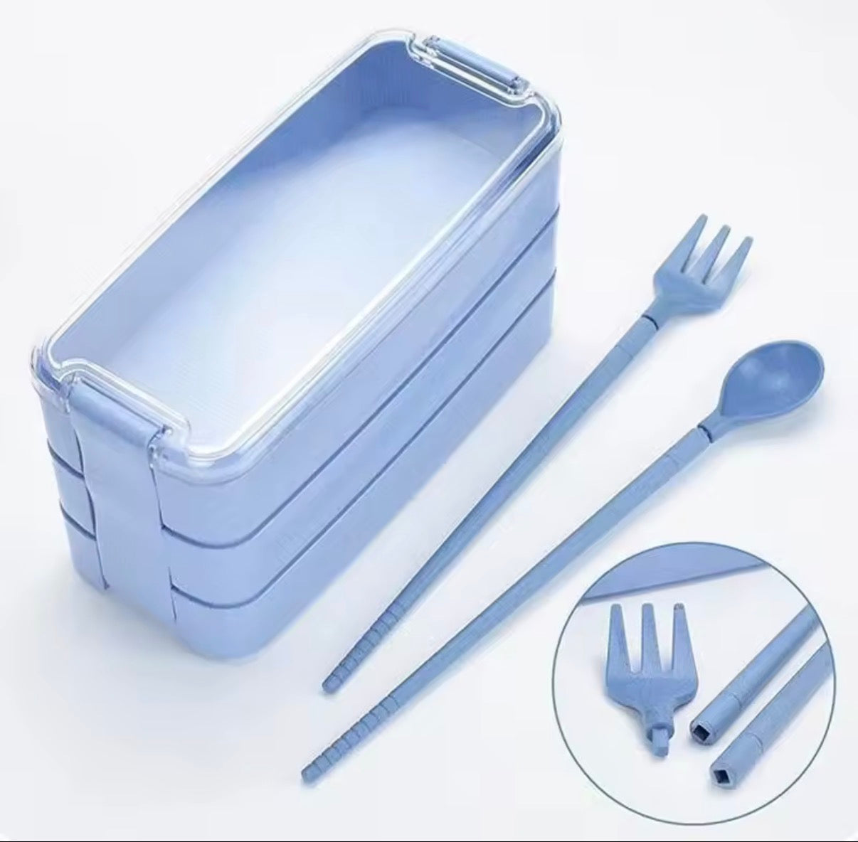 Lonchera Portacomidas Tria, 3 compartimientos + Cubiertos