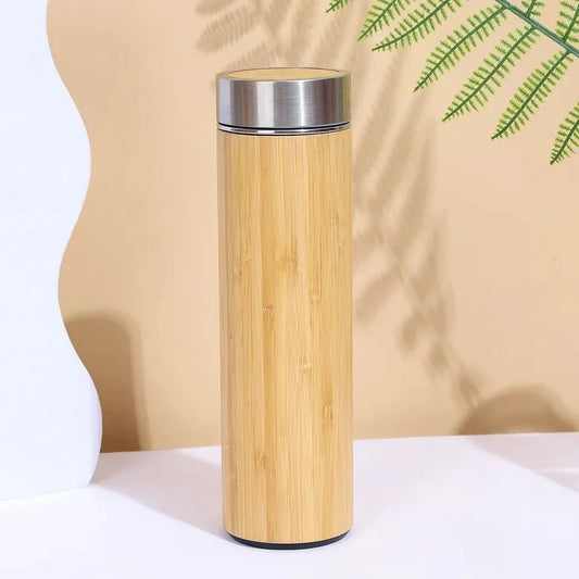 Termo Acero y Bambú con Canasta de Infusión