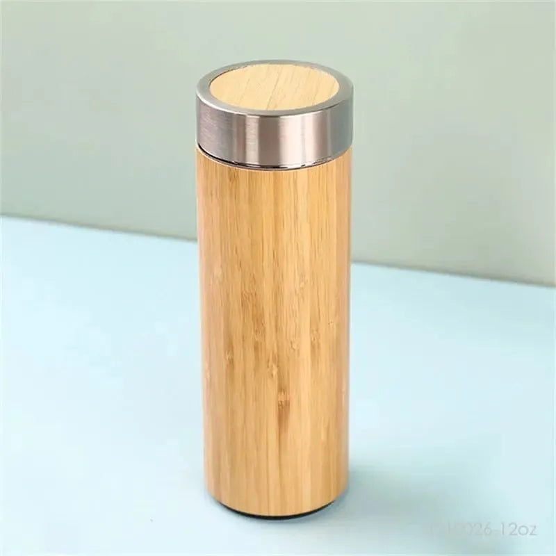 Termo Acero y Bambú con Canasta de Infusión